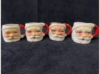 Four Vintage Santa Shot Glasses From Japan