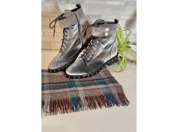 Vince Camuto Talorini Velvet Studded  Boots Size 7.5 With 100 Wool Scarf.