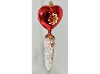 Vintage Christopher Radko Hand Painted, Hand Blown Heartcicle Santa