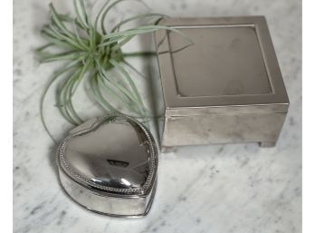 Silver Plate Trinket Boxes, One From Red Envelope