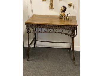 Whicker And Wood Small Desk Or Entry Table