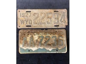 Two Vintage License Plates