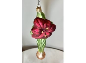 Vintage Blown Glass Ornament,  Amaryllis  Bulb