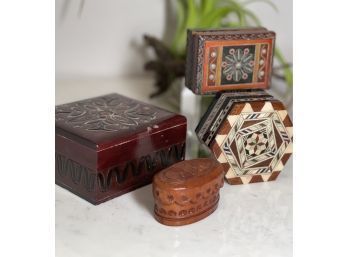 Ornate Wood And Leather Treasure Boxes