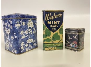 Vintage Tin Trio Featuring Wylers Mint Leaves Tin