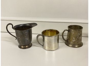 Trio Of Silver Plated Cups/pitcher