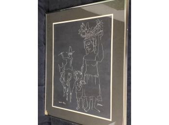 Ethnic Line Drawing Print, Signed And Numbered