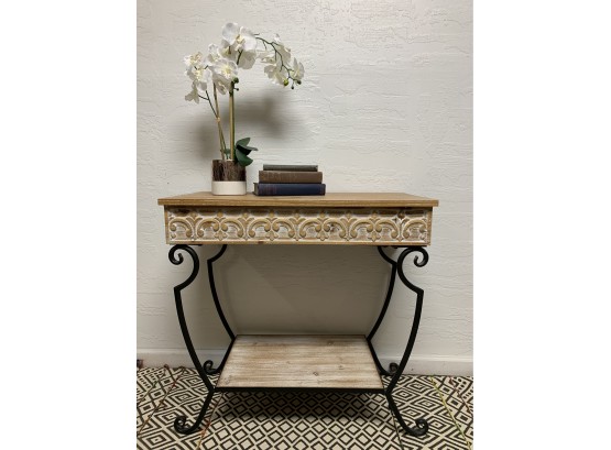 Wood & Metal Console Table  30 X 15.5 X 31.5 Inches