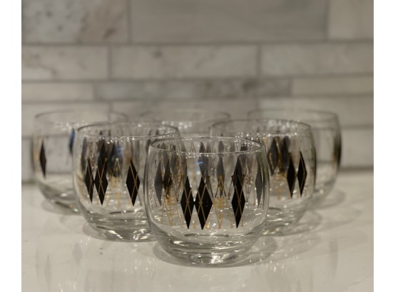 Federal Harlequin Poly Poly Glasses, Set Of  6.