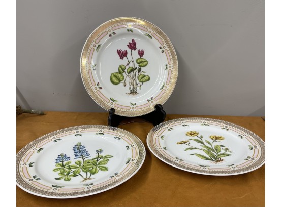 Georges Briard Botanical ' Private Collection' Dinner Plates. Set Of 3