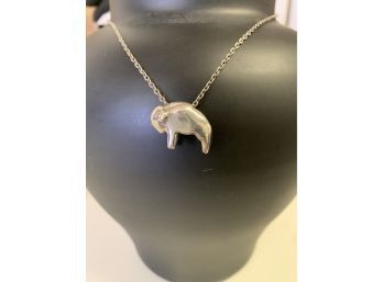 Sterling Silver Bison/Buffalo Pendant Necklace