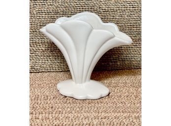 Vintage HAEGER Fan Vase Mid Century Modern White Matt Pottery