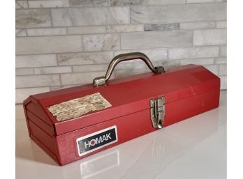 Vintage  16 Inch HOMAK Red Tool Box, Low Profile