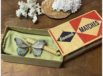 Vintage Artisan Butterfly Pin- In Mystery Match Box