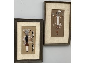 Navajo Indian Sand Paintings, Matted And Framed,16 X 24