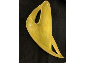 Large Mid Century Yellow Ceramic Boomerang Shaped Tray/bowl
