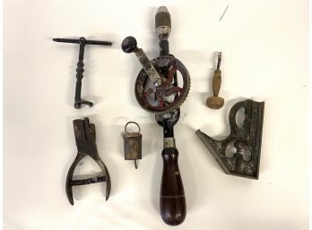Vintage Garage Lot With Hand Drill And More
