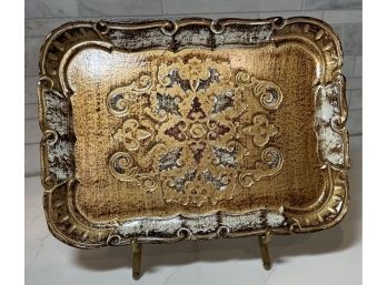 Beautifully Carved And Painted Florentine Tray