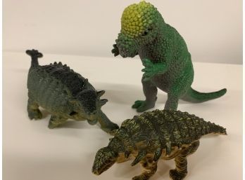 Set Of Three Dinosaurs Made Of Hard Plastic .  Set #4