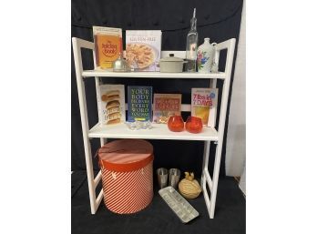 Folding Shelves With Kitchen Books And More
