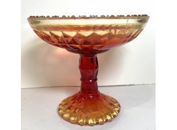 Stunning Vibrant Amberina Glass Compote/ Candy Dish