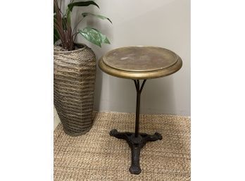 Vintage Cast Iron And Bronze Side Table.  20 X 28.5 High