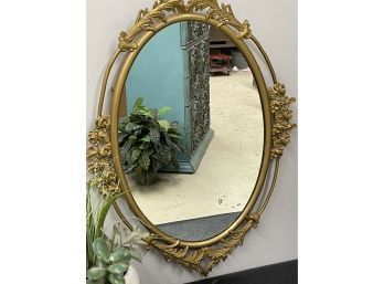 Antique Cast Metal Gold Toned Mirror   19 X 26