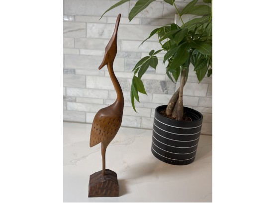 Beautifully Carved Wood Heron ( Egret) Figurine.
