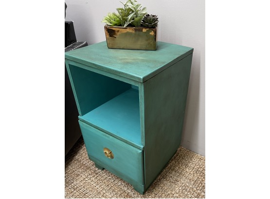 Mid Century Modern Turquoise Side Table/ Nightstand