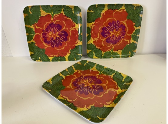 Three Colorful Melamine Plates
