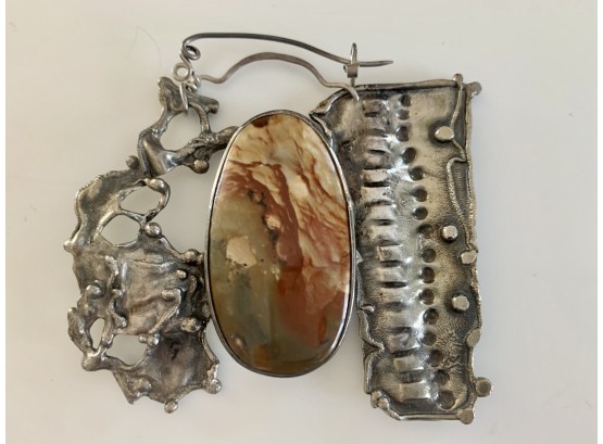 Unique Silver & Stone Brooch