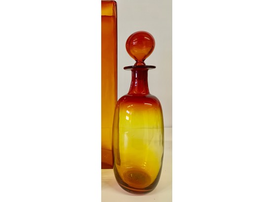 Vintage Blenko Tall Mid-Century Glass Decanter Approx. 14 X 5 Inches