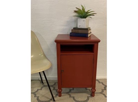 Antique Painted Red Record Cabinet/side Table
