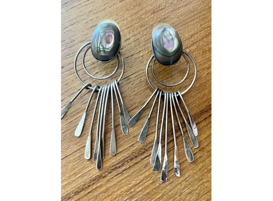 Vintage Abalone & Sterling Silver Earrings