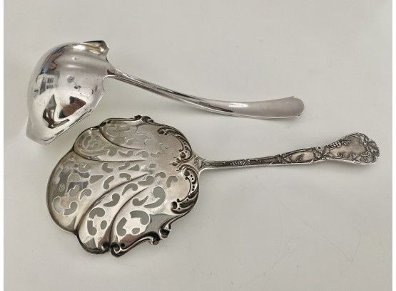 Two Sterling Silver Large Spoons