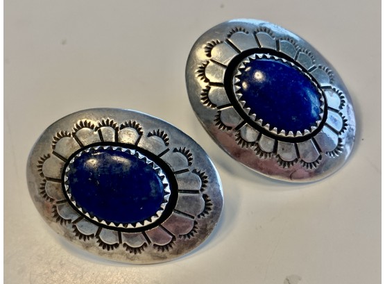 Beautiful Sterling Silver And Lapis Earrings