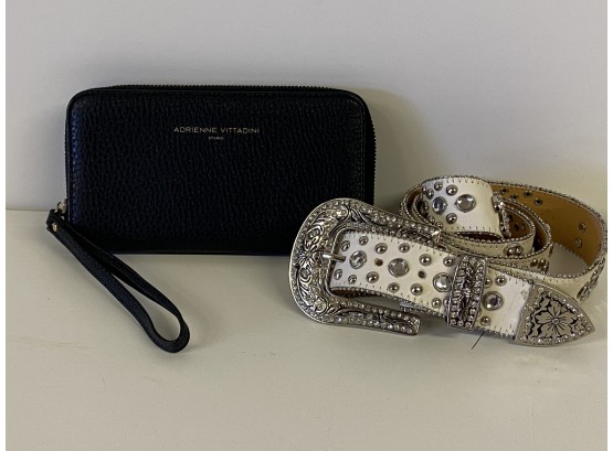 Clutch Wallet With Interior Phone Charger And XL Bling Belt