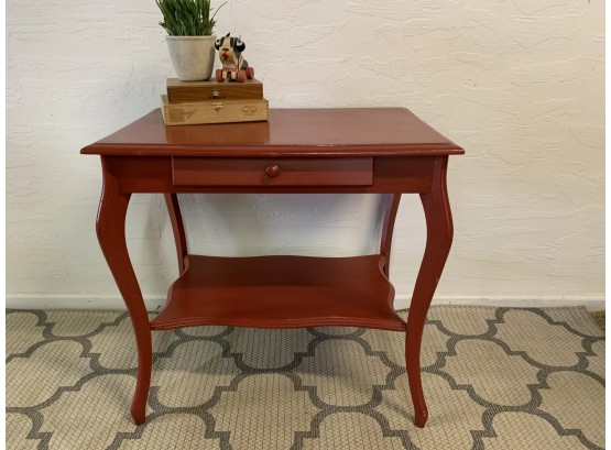 Beautiful Painted Red Antique Side Table/ Entry Table/ Nite Stand