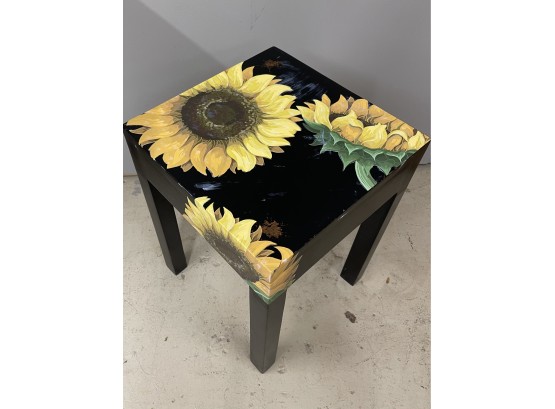 Colorful Sunflower Side Table 13.5 X 13.5 X 18.5 High