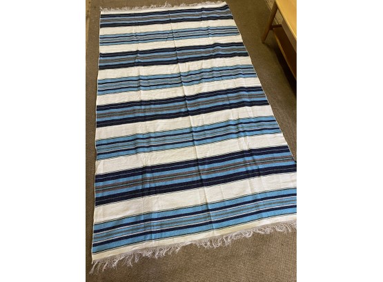 Large Rustic Loose Weave Striped Coverlet  87 X 52 Inches