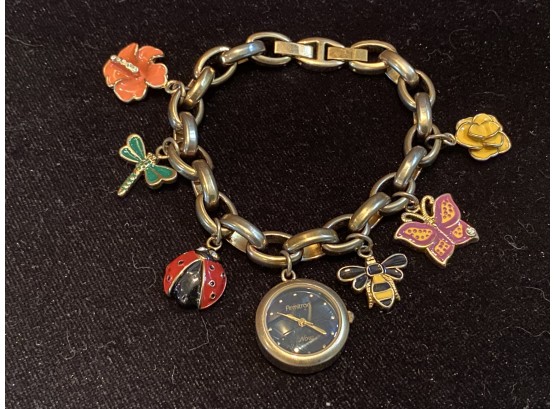 Colorful Costume Charm Bracelet With Watch Charm