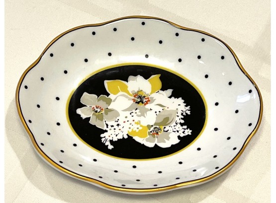 Vera Bradley Oval Ceramic Dish Polka Dots And Floral