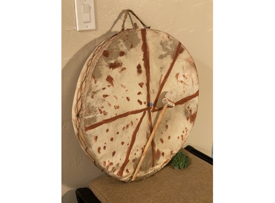 Large Two Sided Native American Styled Dance Drum 26.5 Inch Diameter