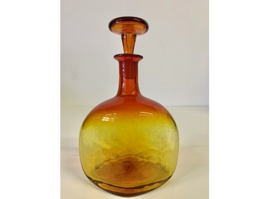Beautiful Mid- Century Glass Decanter  6 X 10.5 Inches