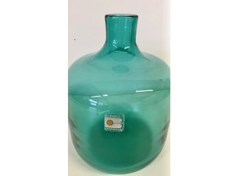 Blenko  Vintage Mid-Century Modern Teal Glass Vase