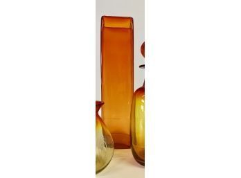 Tall Square Orange Glass Vase Only Approx. 17 X 4.5 Inches