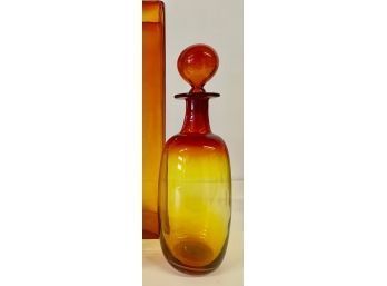 Vintage Blenko Tall Mid-Century Glass Decanter Approx. 14 X 5 Inches