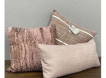 Designer Pillows Lot 2, Blush Pink And Coppers Set Of Three