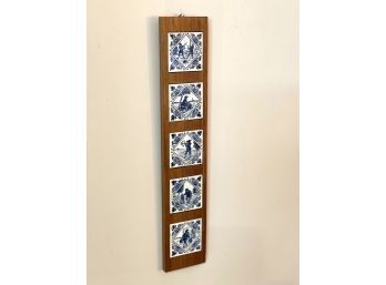 Amazing Vintage Framed Tiles, Blue And White Farm Scenes