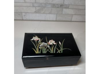 Crown Iris Lacquerware Music /Jewelry Box, Otagiri Japan